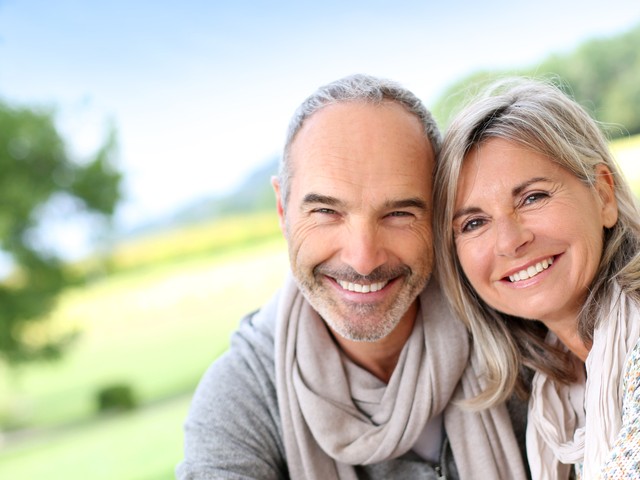 Portrait of loving senior couple